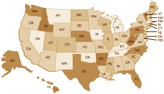 The Bride To Be Channel - bridetobe.com - Regional Map Locator State by State